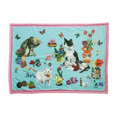 画像2: 【ナタリー・レテ / Nathalie Lete】Double layer ダブルレイヤーブランケット Cats-Mint green Blanket (2)