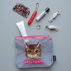画像2: 【Nathalie Lete】Organdy Pouch｜ナタリー・レテ　透け感オーガンジーポーチ猫刺繍｜選べる4種類　Maya/Gray cat/Blue eye/Black cat｜猫ねこネコ (2)