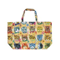 画像1: 【ナタリー・レテ / Nathalie Lete】Pocketable Cats-YE 携帯用 エコバッグ キャッツ-イエロー｜猫ネコねこcat (1)