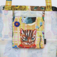 画像2: 【ナタリー・レテ / Nathalie Lete】Pocketable Cats-YE 携帯用 エコバッグ キャッツ-イエロー｜猫ネコねこcat (2)