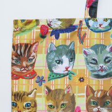 画像4: 【ナタリー・レテ / Nathalie Lete】Pocketable Cats-YE 携帯用 エコバッグ キャッツ-イエロー｜猫ネコねこcat (4)
