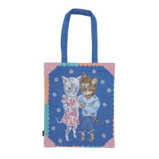 画像1: 【ナタリー・レテ / Nathalie Lete】Rectangle tote bag Dance cats レクタングル トート バッグ ダンスキャッツ｜猫ネコねこcat (1)
