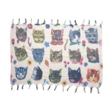 画像2: 【ナタリー・レテ / Nathalie Lete】Shaggy Blanket Cats-IV シャギー ブランケット アイボリー｜ねこ猫 (2)