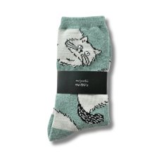 画像3: 松尾ミユキ / Matsuo Miyuki｜ウール混ソックス Wool blend socks｜Pearl｜あったかウールブレンド猫柄靴下｜ねこ猫ネコキャットcat (3)