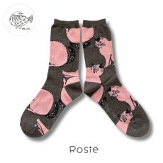 画像1: 松尾ミユキ / Matsuo Miyuki｜ウール混ソックス Wool blend socks｜Rosie｜あったかウールブレンド猫柄靴下｜ねこ猫ネコキャットcat (1)