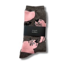 画像3: 松尾ミユキ / Matsuo Miyuki｜ウール混ソックス Wool blend socks｜Rosie｜あったかウールブレンド猫柄靴下｜ねこ猫ネコキャットcat (3)