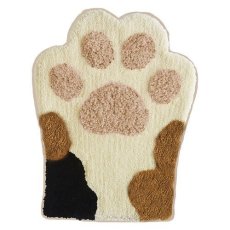画像1: 【AND PACKABLE／アンドパッカブル】コーナーマット｜大きい三毛猫の手　おっきな肉球マット｜ミケネコの肉球マット｜猫　ネコ　cat｜猫グッズ 猫マット 猫用マット マット ラグ (1)