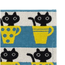 画像5: 【アツコ マタノ / Atsuko Matano】マタノアツコ フェイスタオル カップメメ 黒猫MEME 綿100% 34×75cm｜コットン100｜俣野温子｜3種類から選べる ピンク / ターコイズブルー / ブルー｜ねこ猫ネコcat (5)