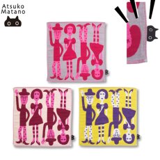 画像1: マタノアツコ / Atsuko Matano｜今治　三重ガーゼハンカチ ARA！YAH！綿100% コットン１００｜3種類から選べる  グレー / オフホワイト / ライトグリーン｜ねこ猫ネコキャットcat (1)