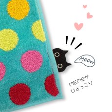画像5: 【マタノアツコ / Atsuko Matano】タオルハンカチ ドロップスMEME クロネコメメ黒猫 ハンドタオル｜3種類から選べる  オレンジ / グリーン / スカイブルー｜ねこ猫ネコキャットcat (5)