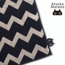 画像1: 【マタノアツコ / Atsuko Matano】タオルハンカチ ギザギザMEME クロネコメメ黒猫 ハンドタオル コットン１００ 綿100%｜ねこ猫ネコキャットcat (1)