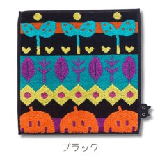画像3: 【マタノアツコ / Atsuko Matano】タオルハンカチ ハッピーモチーフMEME クロネコメメ黒猫 ハンドタオル｜2種類から選べる  ブラック / ピンク｜ねこ猫ネコキャットcat (3)
