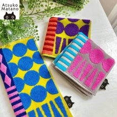 画像1: 【マタノアツコ / Atsuko Matano】今治　タオルハンカチ パッチワークMEME クロネコメメ黒猫 コットン１００ 綿100% ハンドタオル｜3種類から選べる  グレー / イエロー / グリーン｜ねこ猫ネコキャットcat (1)