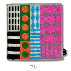 画像2: 【マタノアツコ / Atsuko Matano】今治　タオルハンカチ パッチワークMEME クロネコメメ黒猫 コットン１００ 綿100% ハンドタオル｜3種類から選べる  グレー / イエロー / グリーン｜ねこ猫ネコキャットcat (2)