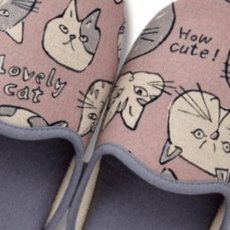 画像3: 綿麻ナチュラルスリッパ　キャットフェース　コットン×リネン｜３種類から選べる♪　アイボリー×イエロー/ブラウン×ブルー/ピンク×パープル｜ねこ猫ネコcat (3)