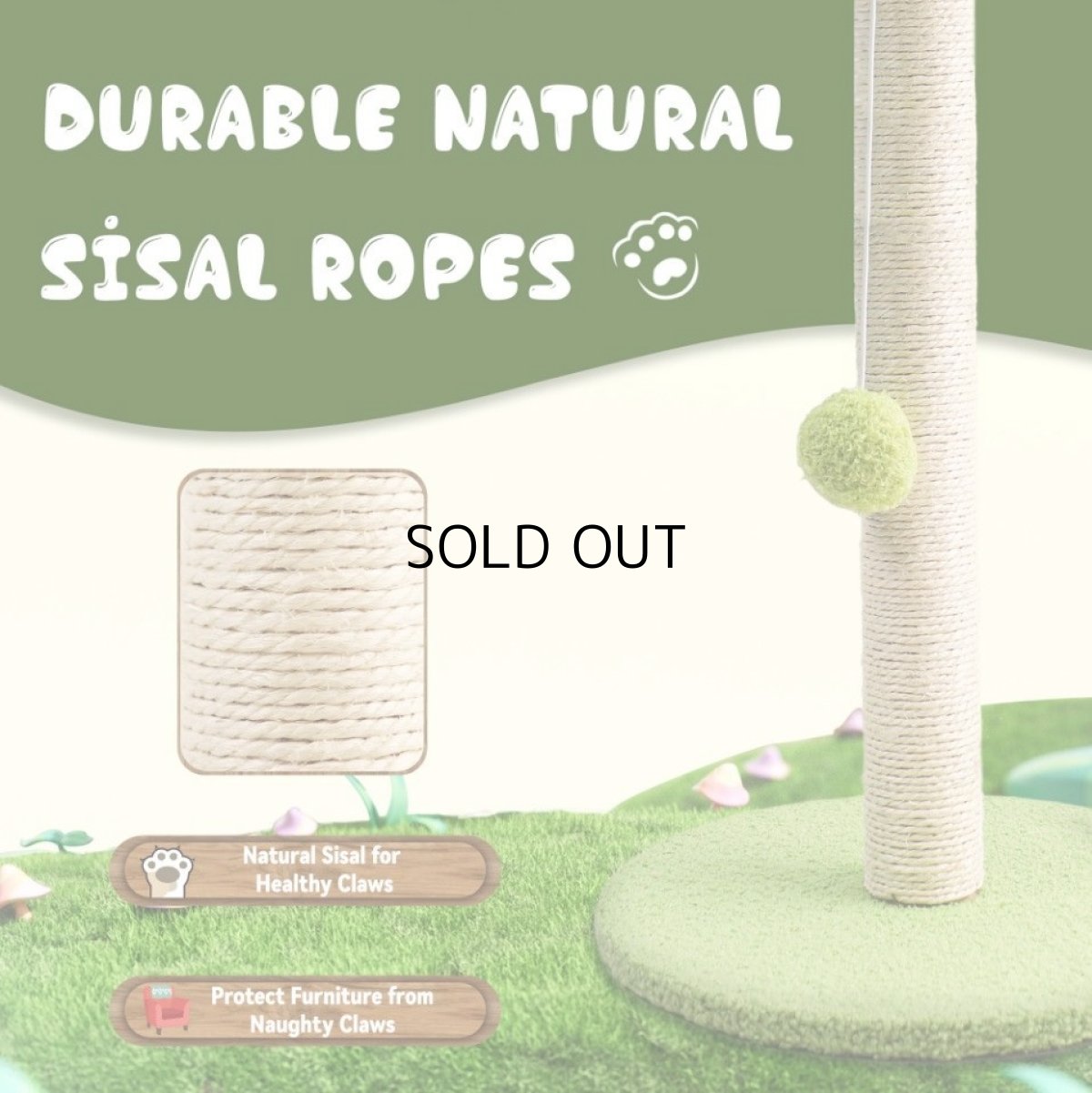 画像3: 国内発送|訳ありお買い得品☆ペット用品 天然サイザル麻 南国ヤシの木キャットツリーミニ☆ぶらぶらヤシの実♪シャカシャカ葉っぱ|爪とぎ おもちゃ 運動 気分転換 スキンシップ リラックス 組み立て簡単 子猫ちゃんに (3)