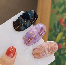 画像4: 国内発送｜ヘアアクセサリー　コロンとお座り猫クリップ｜黒猫×ゴールド｜バレッタ　ヘアピン　髪留め　オシャレ可愛い　ファッション (4)