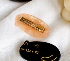 画像6: 国内発送｜ヘアアクセサリー　コロンとお座り猫クリップ｜黒猫×ゴールド｜バレッタ　ヘアピン　髪留め　オシャレ可愛い　ファッション (6)