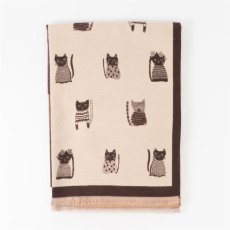 画像9: 【cooco / クーコ】ビッグ格子　猫柄×ストール｜マフラー ショール｜２種類から選べるカラー♪ ブラック/ブラウン｜猫ネコcat (9)