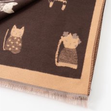 画像14: 【cooco / クーコ】ビッグ格子　猫柄×ストール｜マフラー ショール｜２種類から選べるカラー♪ ブラック/ブラウン｜猫ネコcat (14)