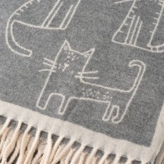 画像7: 【cooco / クーコ】 猫柄フリンジストール｜３種類から選べるカラー♪ ベージュ/ブルー/グレー｜猫ネコcat (7)