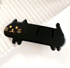 画像1: 国内発送｜ヘアアクセサリー　胴長〜い猫ちゃんヘアクリップ｜黒猫×ゴールドヘアピン｜バレッタ　ヘアピン　髪留め　オシャレ可愛い　ファッション (1)