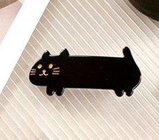 画像2: 国内発送｜ヘアアクセサリー　胴長〜い猫ちゃんヘアクリップ｜黒猫×ゴールドヘアピン｜バレッタ　ヘアピン　髪留め　オシャレ可愛い　ファッション (2)