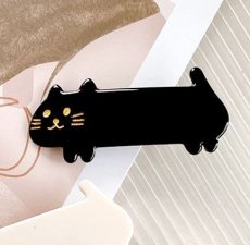 画像3: 国内発送｜ヘアアクセサリー　胴長〜い猫ちゃんヘアクリップ｜黒猫×ゴールドヘアピン｜バレッタ　ヘアピン　髪留め　オシャレ可愛い　ファッション (3)