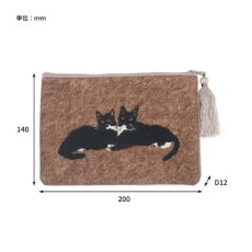 画像9: 【アトリエコテツ / Atelier KOTETSU】クッションポーチ L 　コスメ・ガジェットに♪小物入れ｜LネコBRブラウン｜猫ネコねこcatキャット (9)