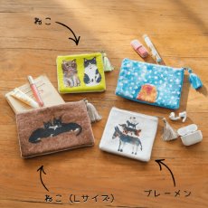 画像12: 【アトリエコテツ / Atelier KOTETSU】クッションポーチ S　コスメ・ガジェットに♪小物入れ｜２種類から選べる♪ ブレーメン / ネコGR｜猫ネコねこcatキャット (12)