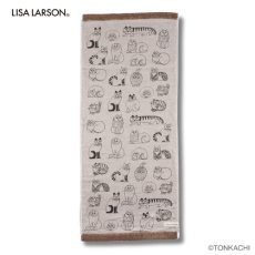 画像1: 【リサ・ラーソン / Lisa Larson】タオル（スケッチねこたち・ガーゼ） フェイスタオル｜猫ねこネコキャットcat (1)