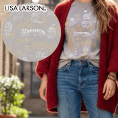画像1: 【リサ・ラーソン / LISA LARSON】Tシャツ（スケッチねこたちLeaves series2・ライトグレー） - M ｜ 猫ネコねこcat (1)