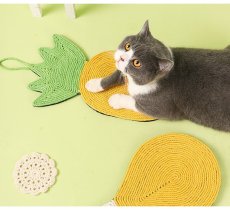 画像1: 国内発送｜天然サイザル麻　パイナップル型爪とぎマット｜ペット用品　猫用おもちゃ　お昼寝　運動　気分転換　スキンシップ　リラックス　プレゼント　贈り物 (1)