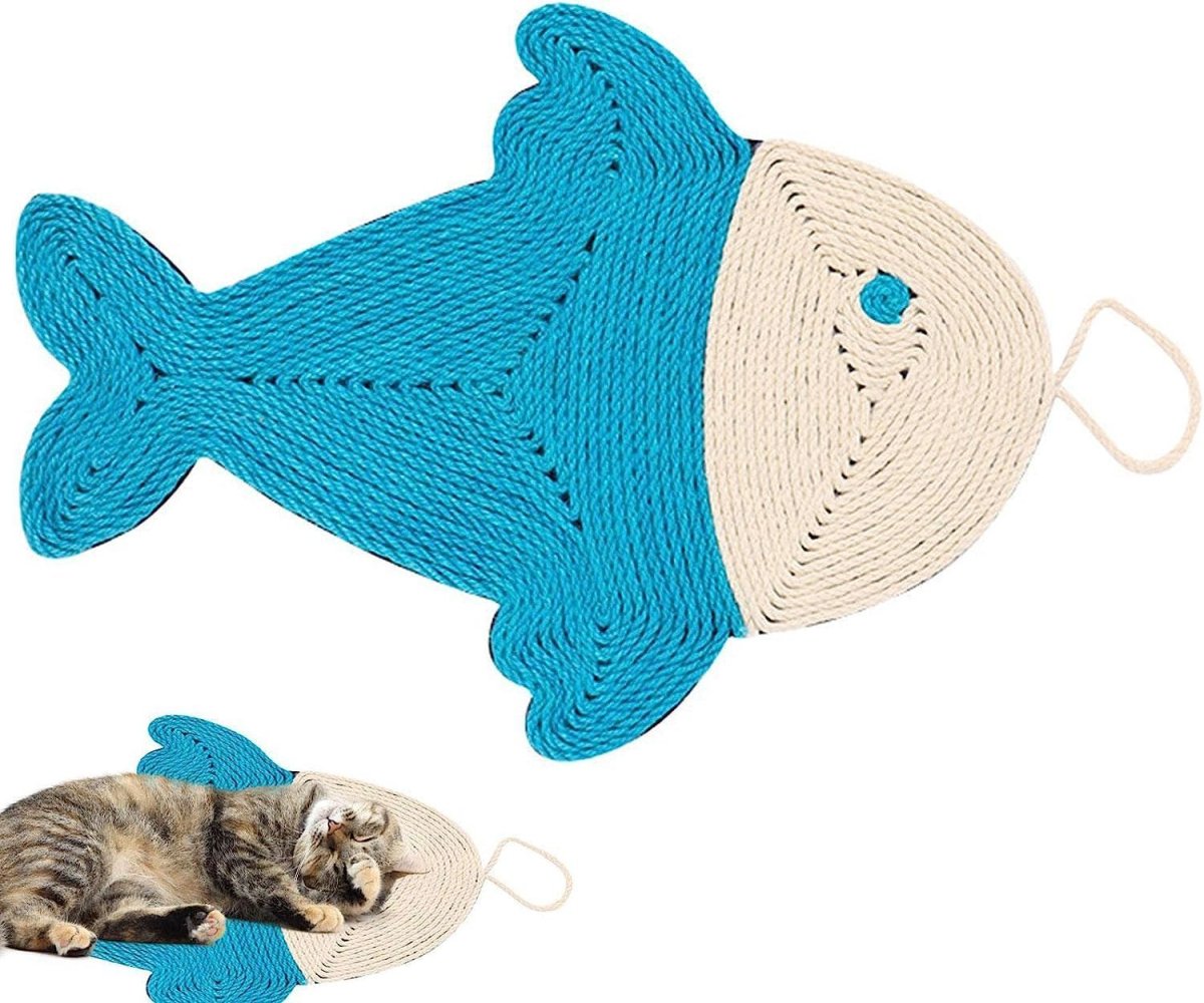 画像3: 国内発送|天然サイザル麻 おさかな爪とぎマット|お魚型|ペット用品 猫用おもちゃ お昼寝 運動 気分転換 スキンシップ リラックス プレゼント 贈り物 (3)