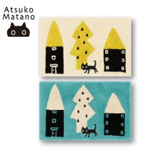 画像1: マタノアツコ / Atsuko Matano｜バスマット 「迷子のMEME BEBE」 クロネコメメ黒猫｜2種類から選べる  アイボリー / ブルー｜ねこ猫ネコキャットcat (1)
