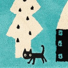 画像5: マタノアツコ / Atsuko Matano｜トイレマット 「迷子のMEME BEBE」 クロネコメメ黒猫｜2種類から選べる  アイボリー / ブルー｜ねこ猫ネコキャットcat (5)