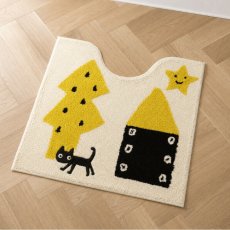画像7: マタノアツコ / Atsuko Matano｜トイレマット 「迷子のMEME BEBE」 クロネコメメ黒猫｜2種類から選べる  アイボリー / ブルー｜ねこ猫ネコキャットcat (7)