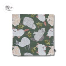 画像1: 松尾ミユキ / Matsuo Miyuki｜クッションカバー キャット＆リーフ｜ゴブラン織り 45cm×45cm｜Cushion cover Cat&Leaf｜ねこ猫ネコキャットcat (1)