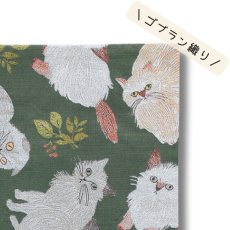 画像3: 松尾ミユキ / Matsuo Miyuki｜クッションカバー キャット＆リーフ｜ゴブラン織り 45cm×45cm｜Cushion cover Cat&Leaf｜ねこ猫ネコキャットcat (3)