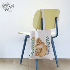 画像1: ☆彡１点限り！訳アリ新品☆彡大特価SALE品☆彡【松尾ミユキ】 Rectangle tote bag｜ゴブラン織りトートバッグ Bushy｜ねこ 猫 ネコ (1)