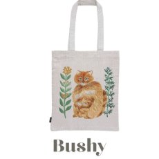 画像2: ☆彡１点限り！訳アリ新品☆彡大特価SALE品☆彡【松尾ミユキ】 Rectangle tote bag｜ゴブラン織りトートバッグ Bushy｜ねこ 猫 ネコ (2)