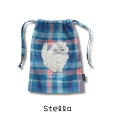 画像2: 【松尾ミユキ / Matsuo Miyuki】Sheer Drawstring pouch｜シアー巾着ポーチ｜5種類から選べる♪ Stella / Maron / Leo / Momo / Chad｜猫ねこネコキャットcat (2)