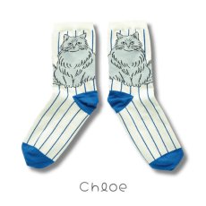 画像2: 松尾ミユキ / Matsuo Miyuki｜ストライプソックス　靴下　Stripe socks｜4種類から選べる  Pumpkin / Noisettes / Pepper / Chloe｜ねこ猫ネコキャットcat (2)