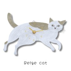 松尾ミユキ / Matsuo Miyuki｜ダイカットクロック ベージュキャット Beige cat（壁掛け時計 Diecut clock ）｜ねこ猫ネコキャットcat