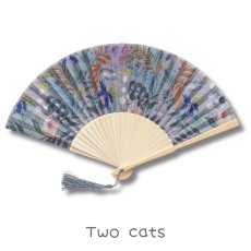 画像3: 【松尾ミユキ / Matsuo Miyuki】Sensu｜扇子｜軽量・コンパクト｜2種類から選べる  Butterfly cat / Two cats｜ねこ猫ネコキャットcat (3)