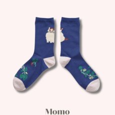 画像2: 【松尾ミユキ】Back Cat socks｜靴下　くつ下｜選べる5種類　Momo/Leo/Mugi/Lin/Maron｜猫ねこネコ (2)