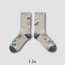 画像6: 【松尾ミユキ】Back Cat socks｜靴下　くつ下｜選べる5種類　Momo/Leo/Mugi/Lin/Maron｜猫ねこネコ (6)