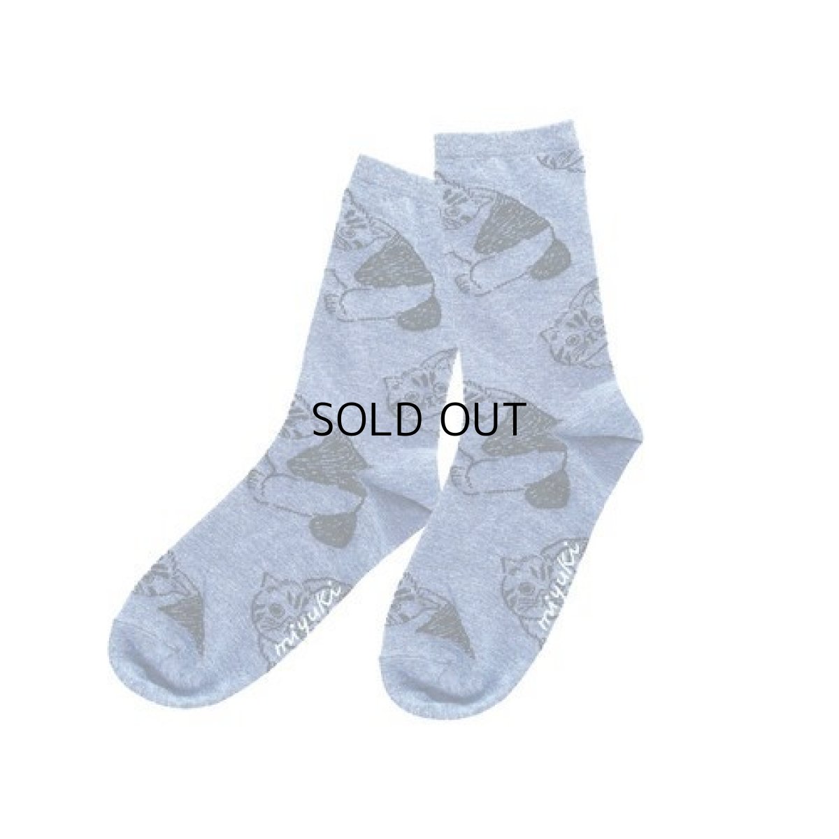 画像1: 【松尾ミユキ】ネコ総柄ソックス｜Cat Socks Matsuo Miyuki｜Actif　ブルー｜ネコ　猫　cat｜靴下　くつ下｜猫柄　猫模様　猫だらけ｜猫グッズ 猫雑貨 (1)