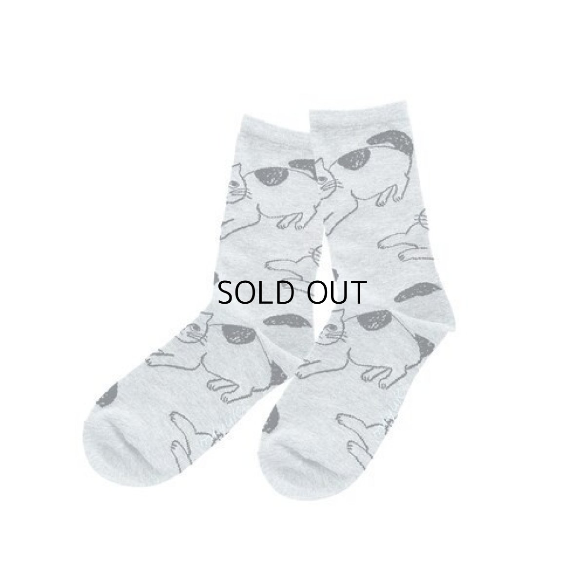 画像1: 【松尾ミユキ】ネコ総柄ソックス｜Cat Socks Matsuo Miyuki｜Doux　グレー｜ネコ　猫　cat｜靴下　くつ下｜ (1)