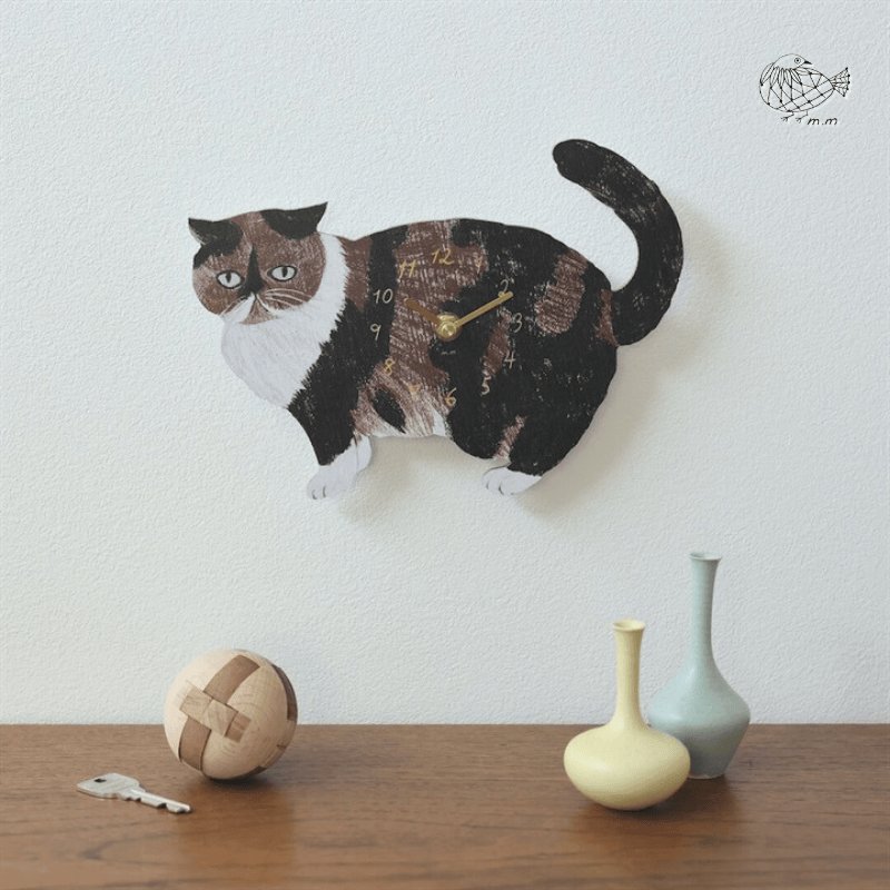 松尾ミユキ】Diecut clock Cat 11114｜ダイカット掛け時計 キャット